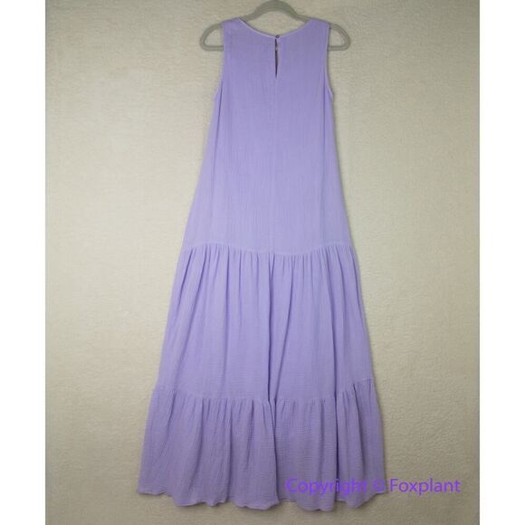 New! Calvin Klein Women's Gauze‎ Tiered Maxi Dress Purple, size XS - Picture 9 of 15